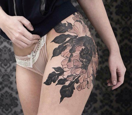 18张传统的牡丹花等纹身图案