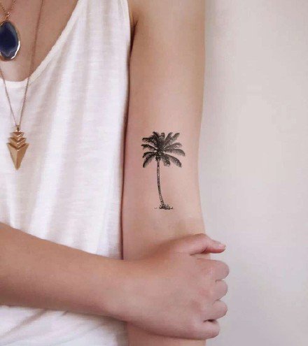 小清新的9张黑色椰子树纹身图案