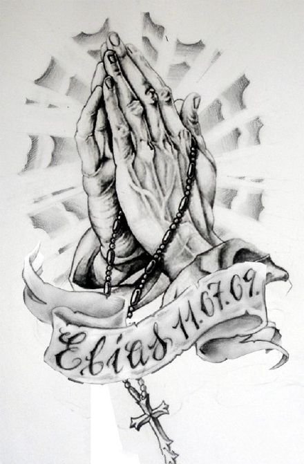 一组祈祷之手主题的纹身图片欣赏