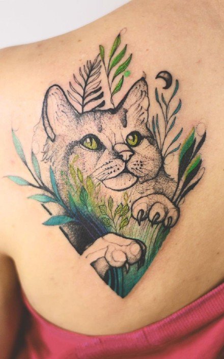 18组好看的猫咪纹身作品图片