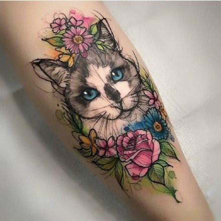18组好看的猫咪纹身作品图片