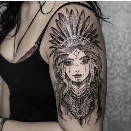 包臂的9张印第安风格女郎纹身作品图案