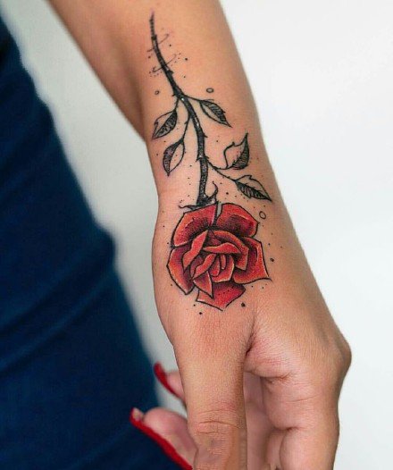 漂亮的一枝玫瑰花纹身图案9张