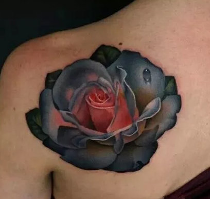 3D写实风格的玫瑰花朵纹身图片