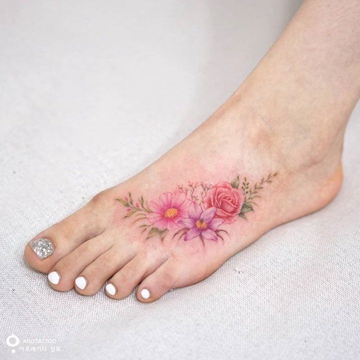 小花朵纹身图案 10张身体各部位彩绘花朵植物叶子纹身图案
