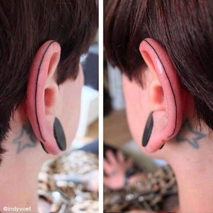 纹身耳朵  简约而又清新靓丽的耳朵部位纹身图案