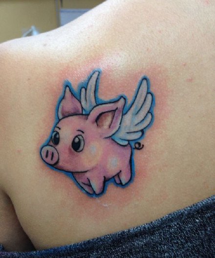 猪主题的一组小猪纹身图案9张