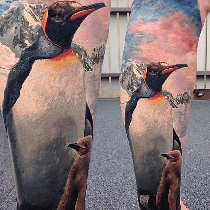 企鹅纹身图  生动而又趣味可爱的企鹅纹身图案