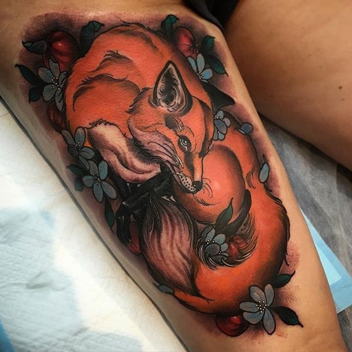 狐狸纹身图   9张生动而又狡黠的狐狸纹身图案