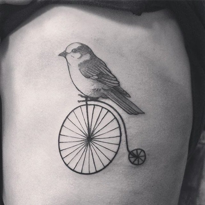 自行车纹身图案  多款设计巧妙而又趣味的自行车纹身图案