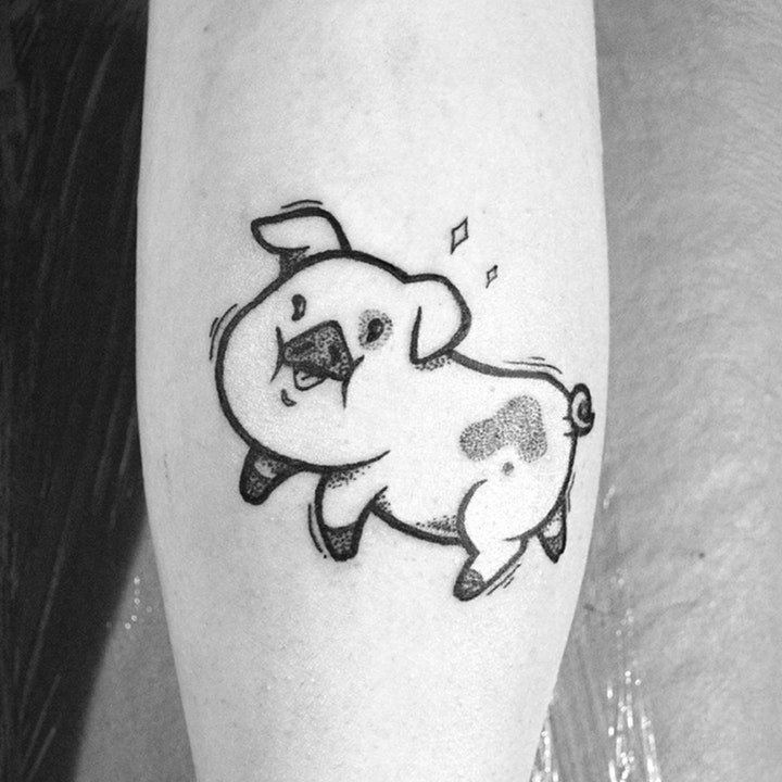 小猪纹身图案  呆萌可爱的小猪纹身图案