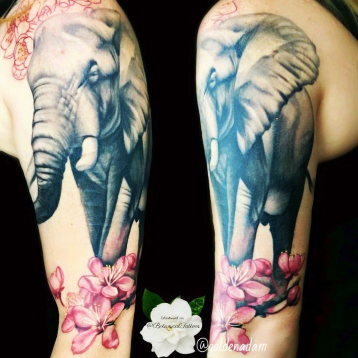 小象纹身 10组身躯庞大的小象主题纹身图案