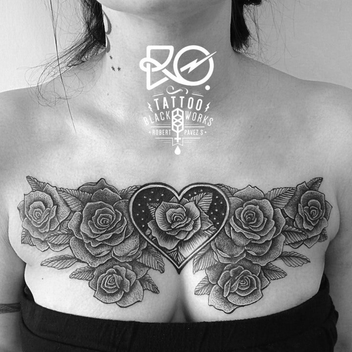 玫瑰纹身图  艳丽而又娇艳醉人的玫瑰花纹身图案