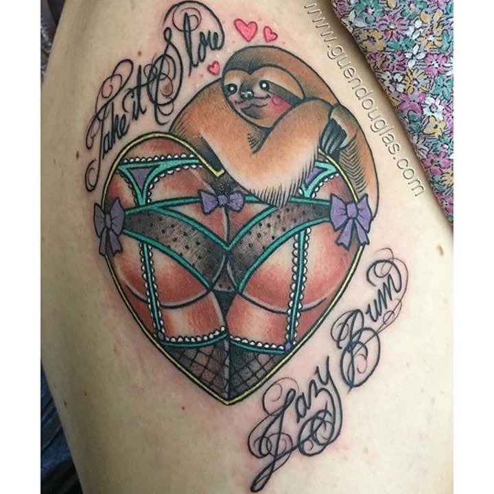 美女屁股纹身   趣味而又性感的心和美女屁股纹身图案