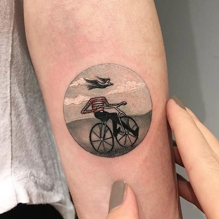 自行车纹身图案  多款设计巧妙而又趣味的自行车纹身图案