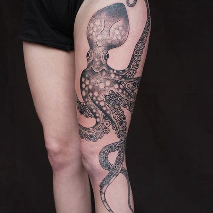 章鱼纹身图案  多款狡猾而又软乎乎的章鱼纹身图案