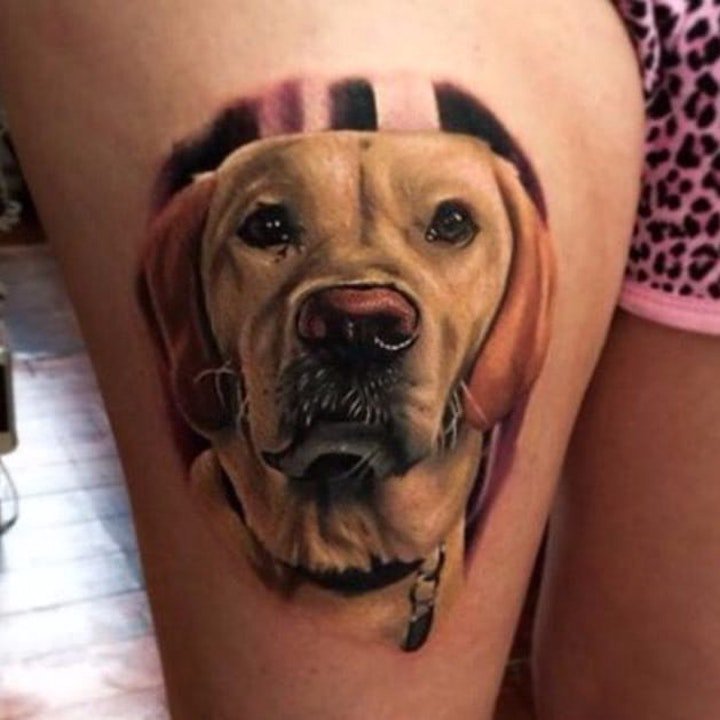小狗纹身图案 10张身体各部位的小狗纹身图案图片