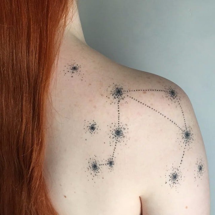 各星座纹身   点刺与线条结合的简单星座纹身图案