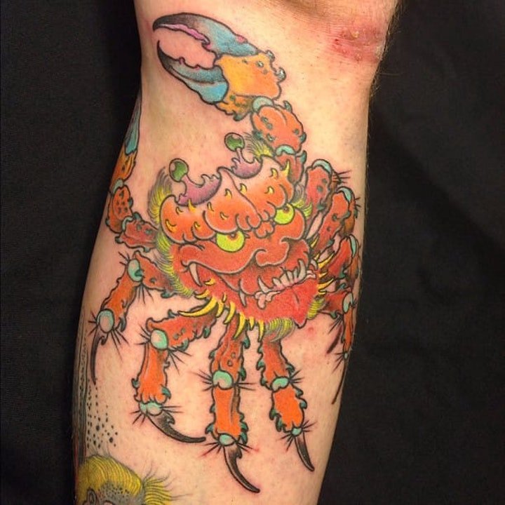 螃蟹纹身图案  多款横行霸道的鬼面螃蟹纹身图片