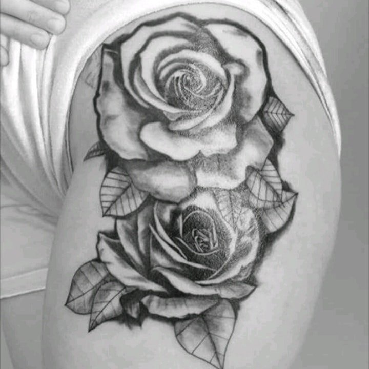 玫瑰花纹身图案 女生身体各部位植物玫瑰花的纹身图案