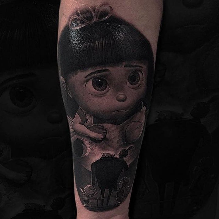 动漫纹身图案 黑灰纹身动物和人物的迪斯尼动画片动漫纹身图案