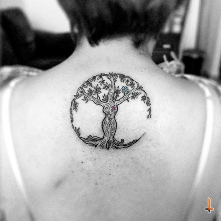 树纹身图案 身体各部位松树椰子树等树纹身图案
