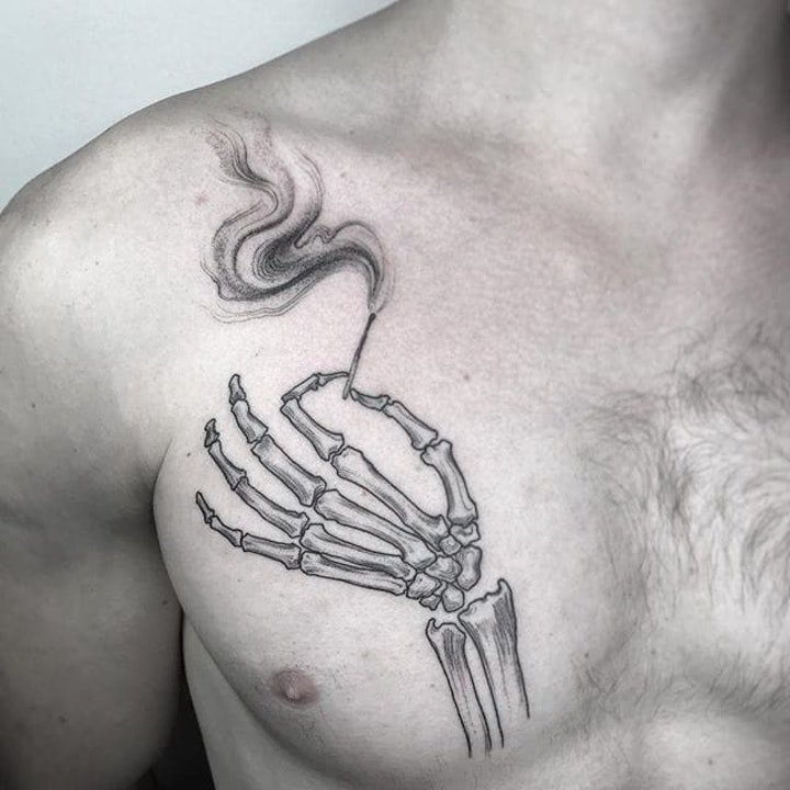 骨头纹身图案   9张技巧多样的骨头纹身图案