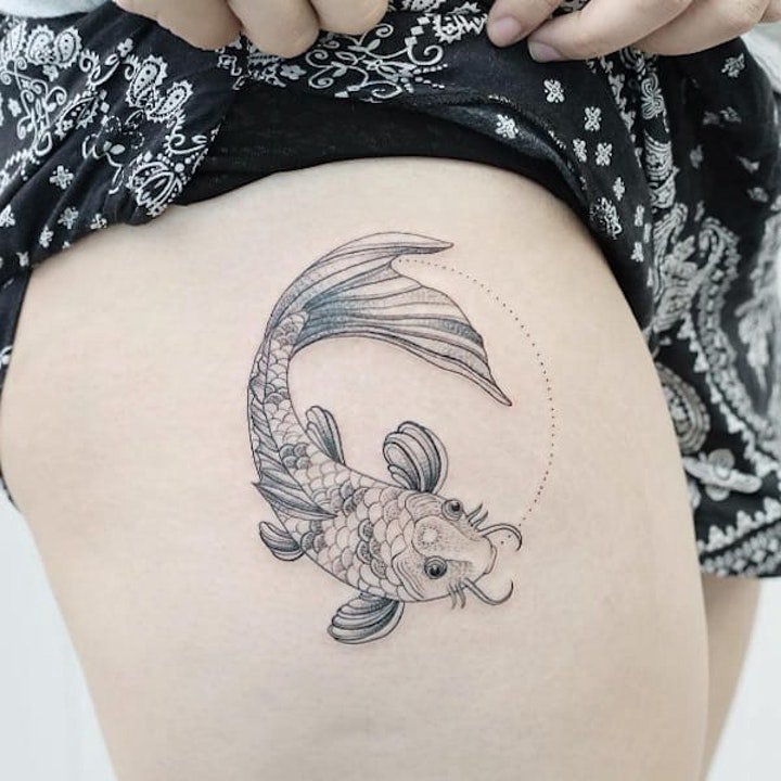 纹身鲤鱼  10组代表好运和吉祥的鲤鱼纹身图案