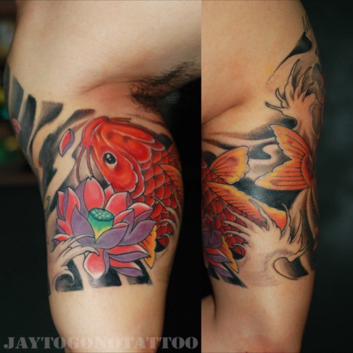 纹身鲤鱼  10组代表好运和吉祥的鲤鱼纹身图案