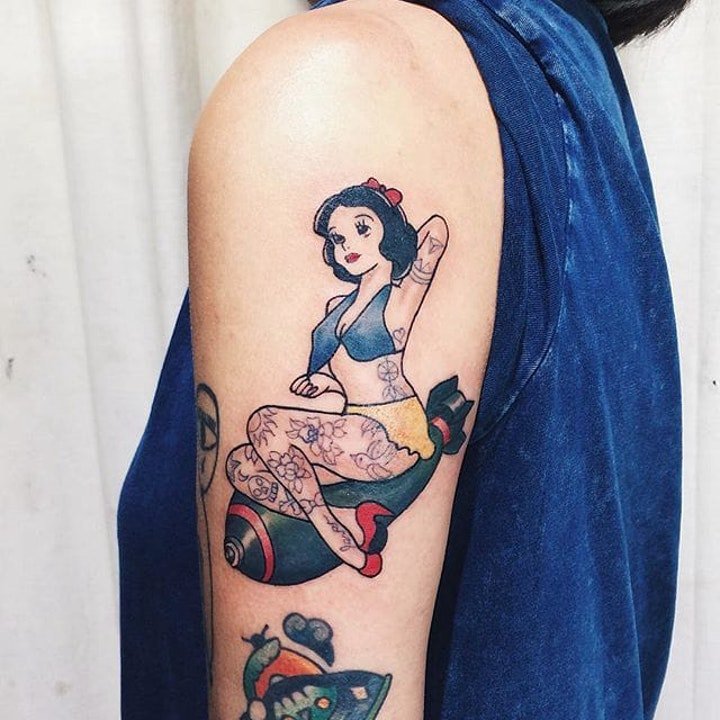 白雪公主纹身   卡通美丽动人的白雪公主纹身图案