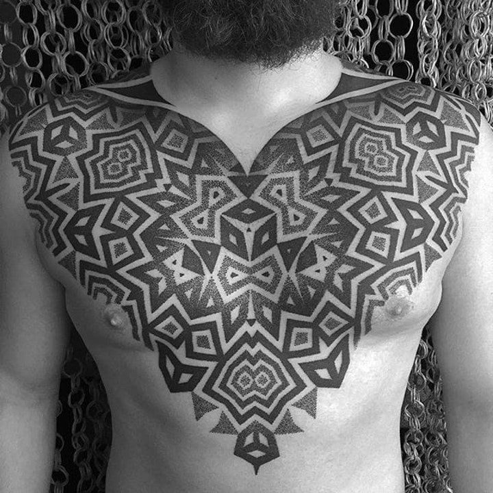 对称纹身图案 多款黑灰纹身色调几何图形的对称纹身图案