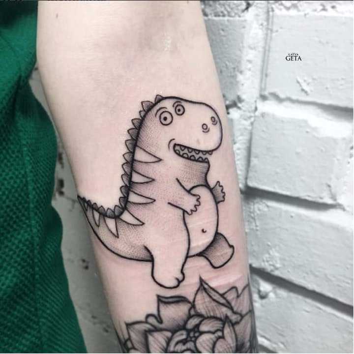 恐龙纹身图案 10款可爱卡通的小恐龙纹身图片