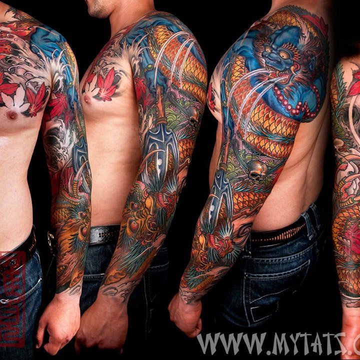 纹身龙图案 多款传统炫丽多彩形态各异的龙纹身图案