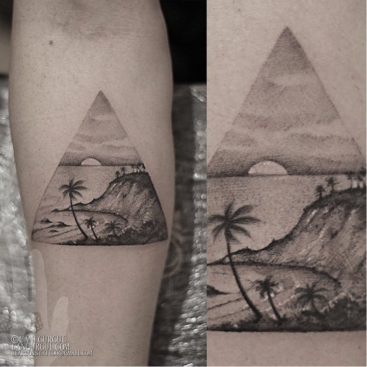 椰树纹身图  简约与多彩并存的椰树纹身图案