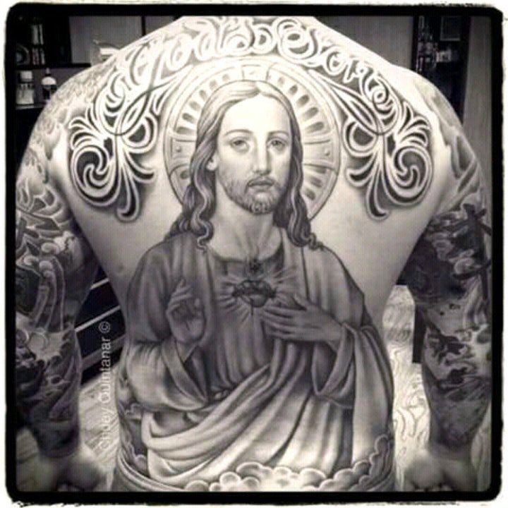 纹身耶稣图案 多款黑暗系纹身十字架的耶稣纹身图案