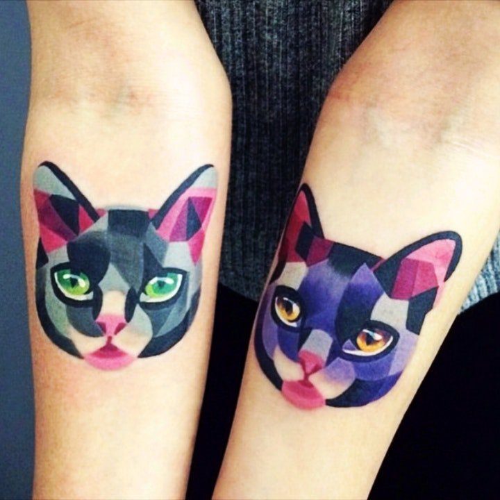 小猫纹身图案 多款动物可爱的小猫纹身图案10组