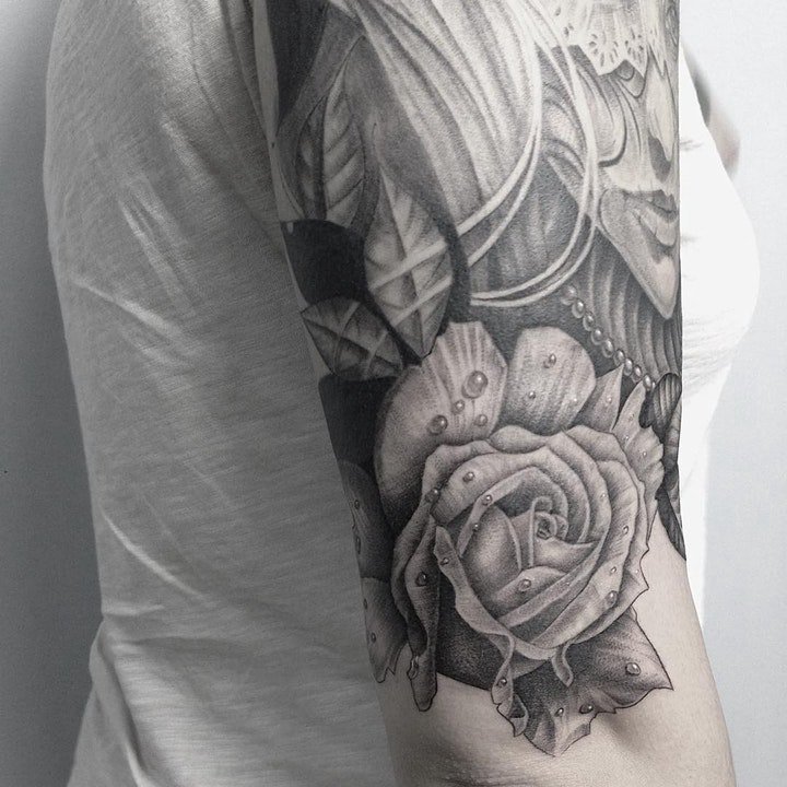 玫瑰图案纹身   8款写实技巧的唯美玫瑰纹身图案