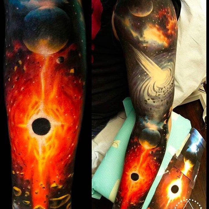 宇宙纹身图案 多款奇特各异的外星人等宇宙星空主题纹身图案