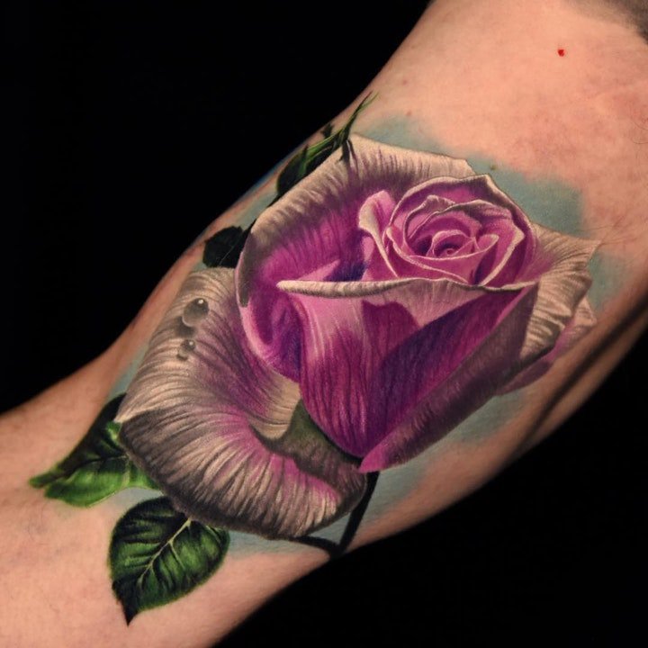 玫瑰图案纹身   8款写实技巧的唯美玫瑰纹身图案