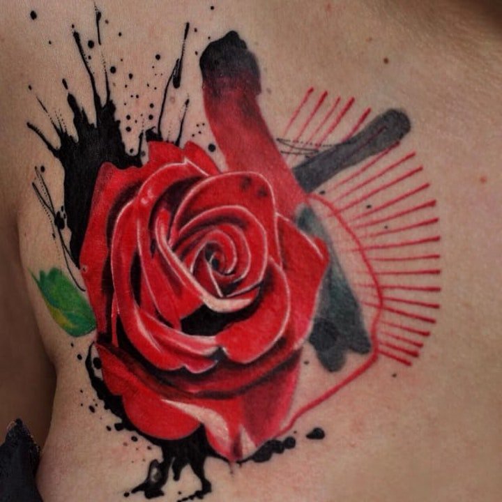 艺术纹身彩绘 多款艺术纹身彩绘风格的唯美花朵纹身图案