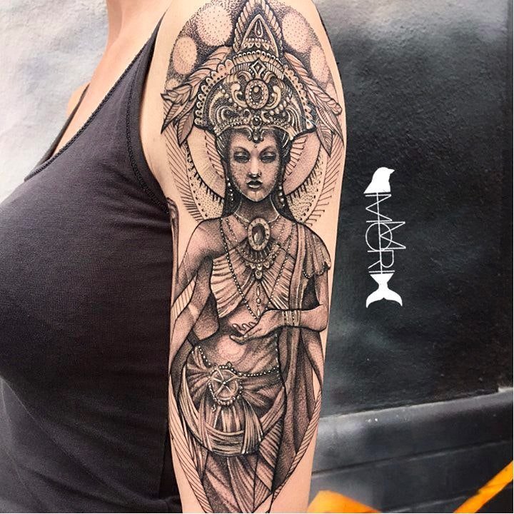 神话纹身 黑灰色调佛纹身宗教神话等纹身图案