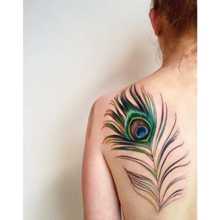 孔雀纹身图案 10款多彩的孔雀和羽毛纹身图片