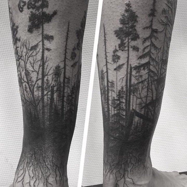 树林纹身图案  9款创意而又精彩的森林纹身图案