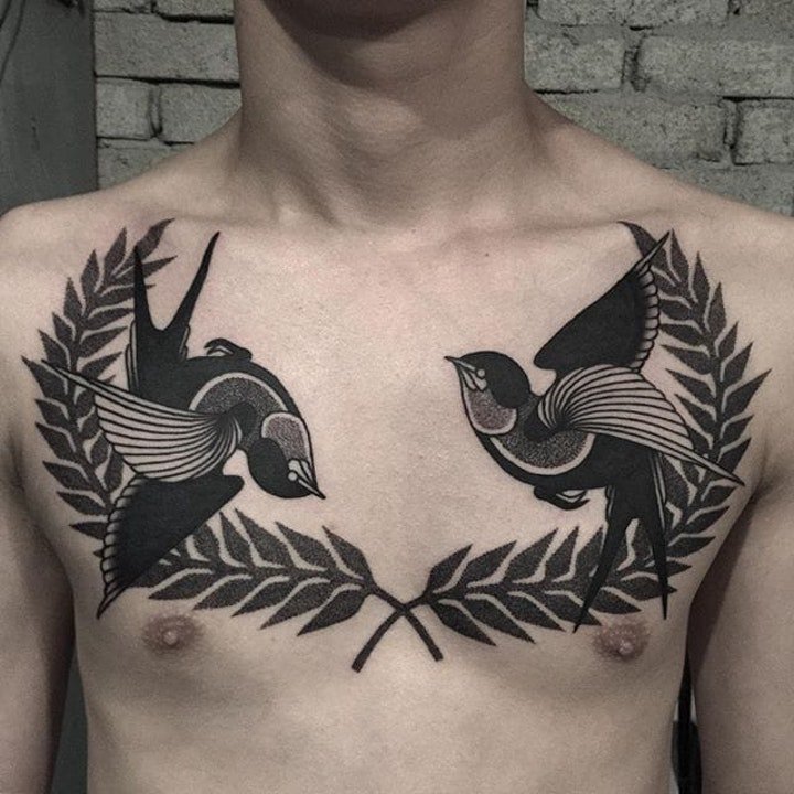 纹身燕子   多款喧闹活跃的燕子纹身图案
