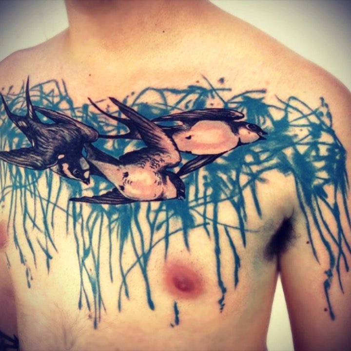 纹身燕子   多款喧闹活跃的燕子纹身图案