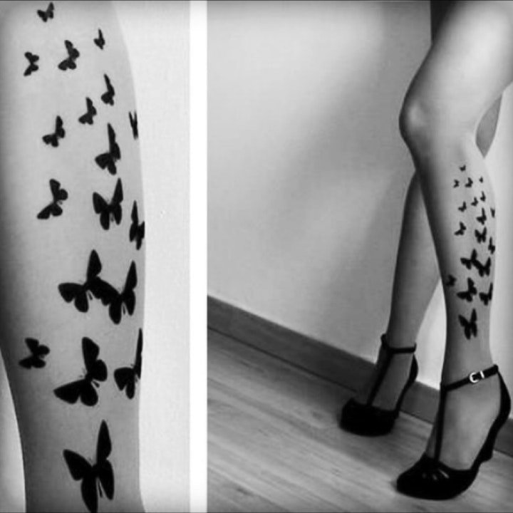 蝴蝶纹身图片  景色里翩翩起舞的蝴蝶纹身图案