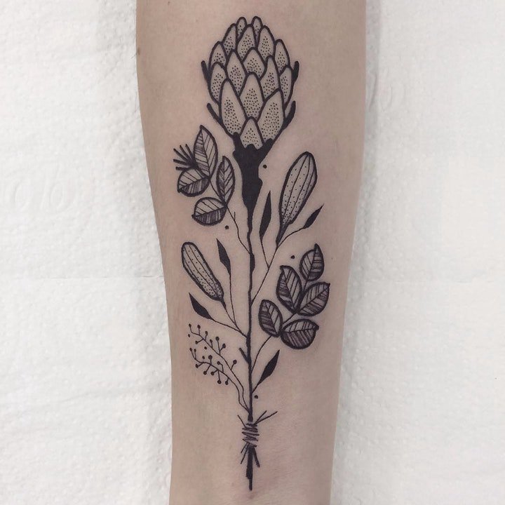植物纹身图案 多款或黑灰或彩色十分漂亮的植物纹身图案