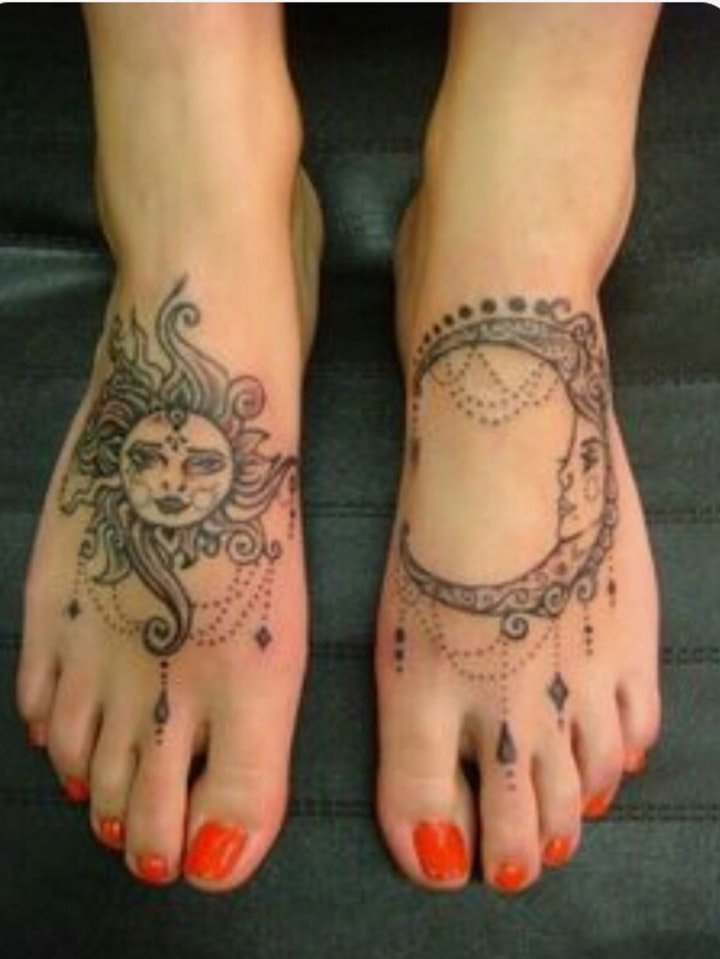 太阳和月亮纹身图案   闪亮而又耀眼的日月主题纹身图案