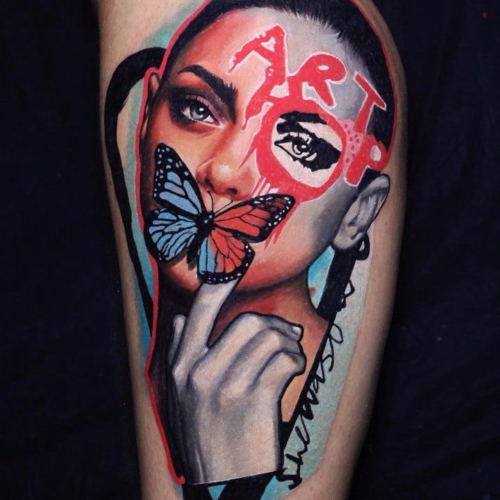 纹身小蝴蝶图案  9款适合女生的唯美蝴蝶纹身图案