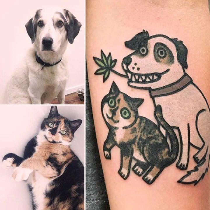 卡通纹身图案   把宠物画成可爱的简笔画纹身图案
